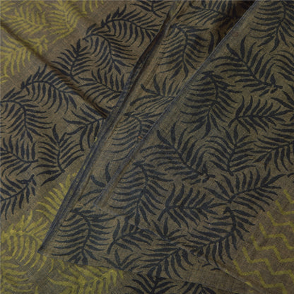 Sanskriti Vintage Sarees Indian Green Pure Cotton Printed Sari 5+yd Craft Fabric