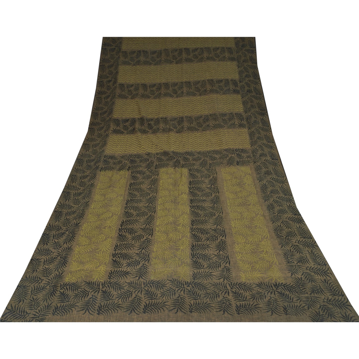 Sanskriti Vintage Sarees Indian Green Pure Cotton Printed Sari 5+yd Craft Fabric