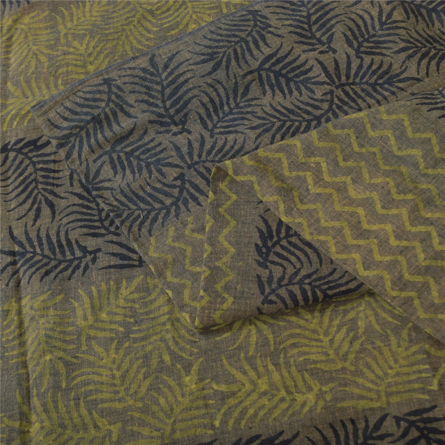 Sanskriti Vintage Sarees Indian Green Pure Cotton Printed Sari 5+yd Craft Fabric