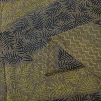 Sanskriti Vintage Sarees Indian Green Pure Cotton Printed Sari 5+yd Craft Fabric