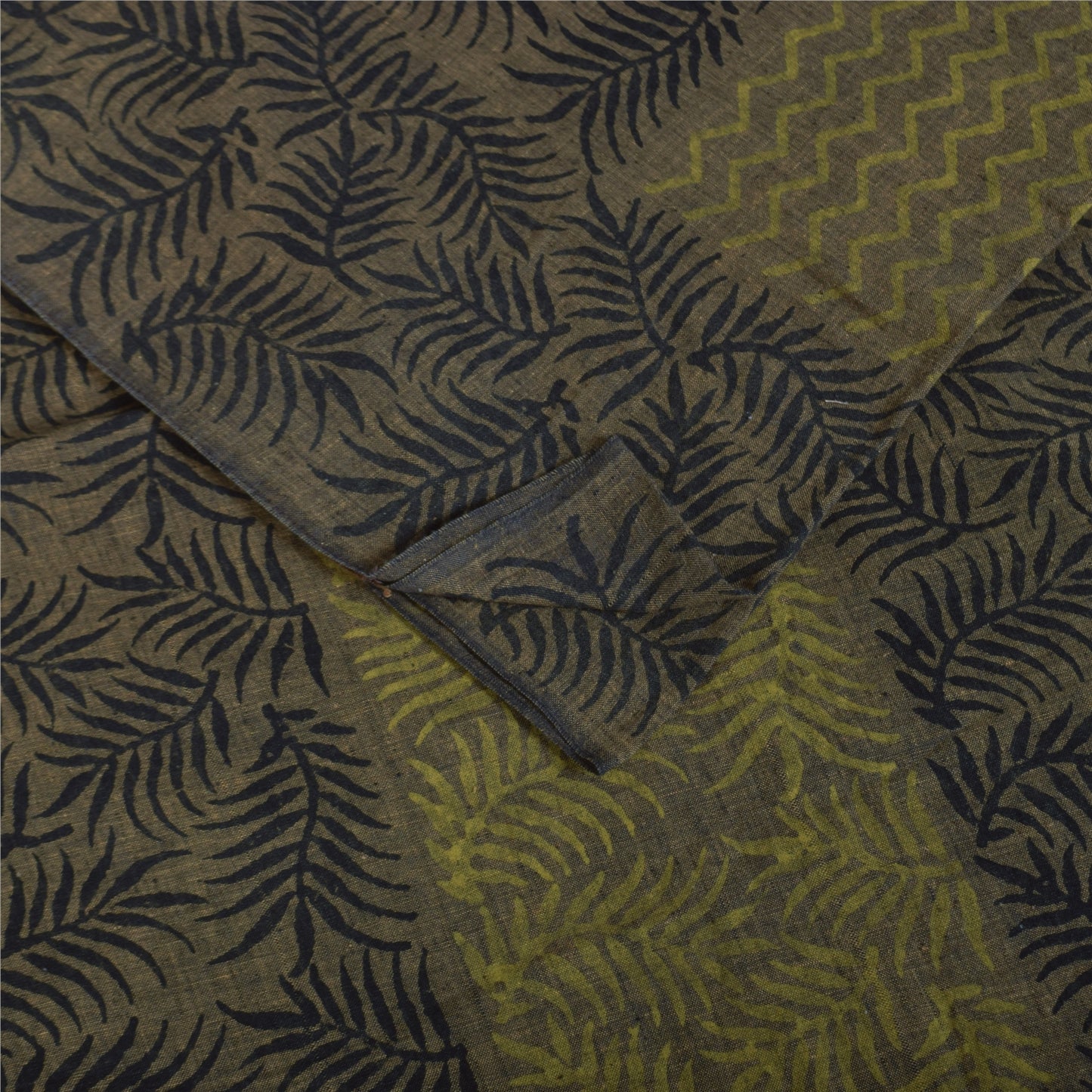 Sanskriti Vintage Sarees Indian Green Pure Cotton Printed Sari 5+yd Craft Fabric