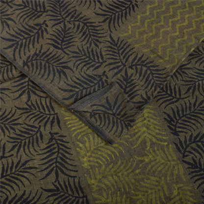 Sanskriti Vintage Sarees Indian Green Pure Cotton Printed Sari 5+yd Craft Fabric