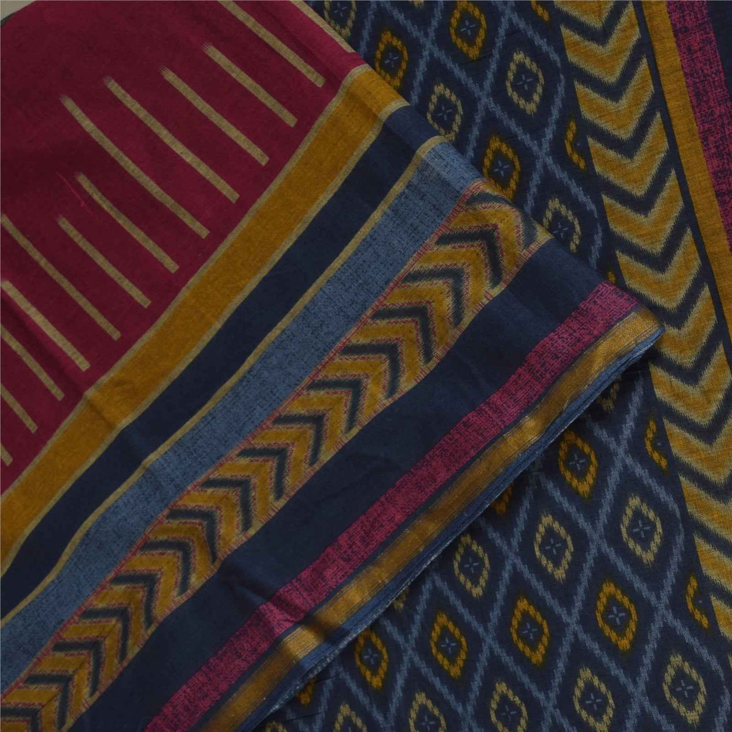 Sanskriti Vintage Sarees Purple 100% Pure Cotton Printed Sari 5+yd Craft Fabric