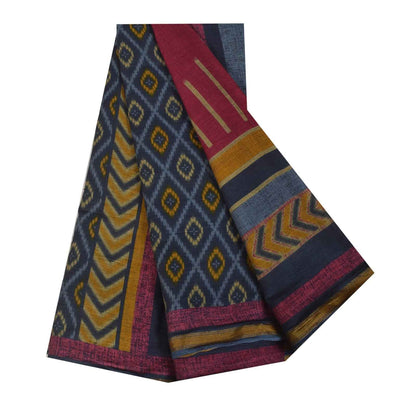 Sanskriti Vintage Sarees Purple 100% Pure Cotton Printed Sari 5+yd Craft Fabric