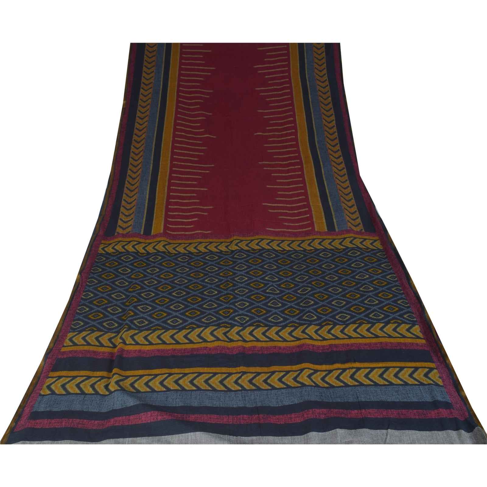 Sanskriti Vintage Sarees Purple 100% Pure Cotton Printed Sari 5+yd Craft Fabric