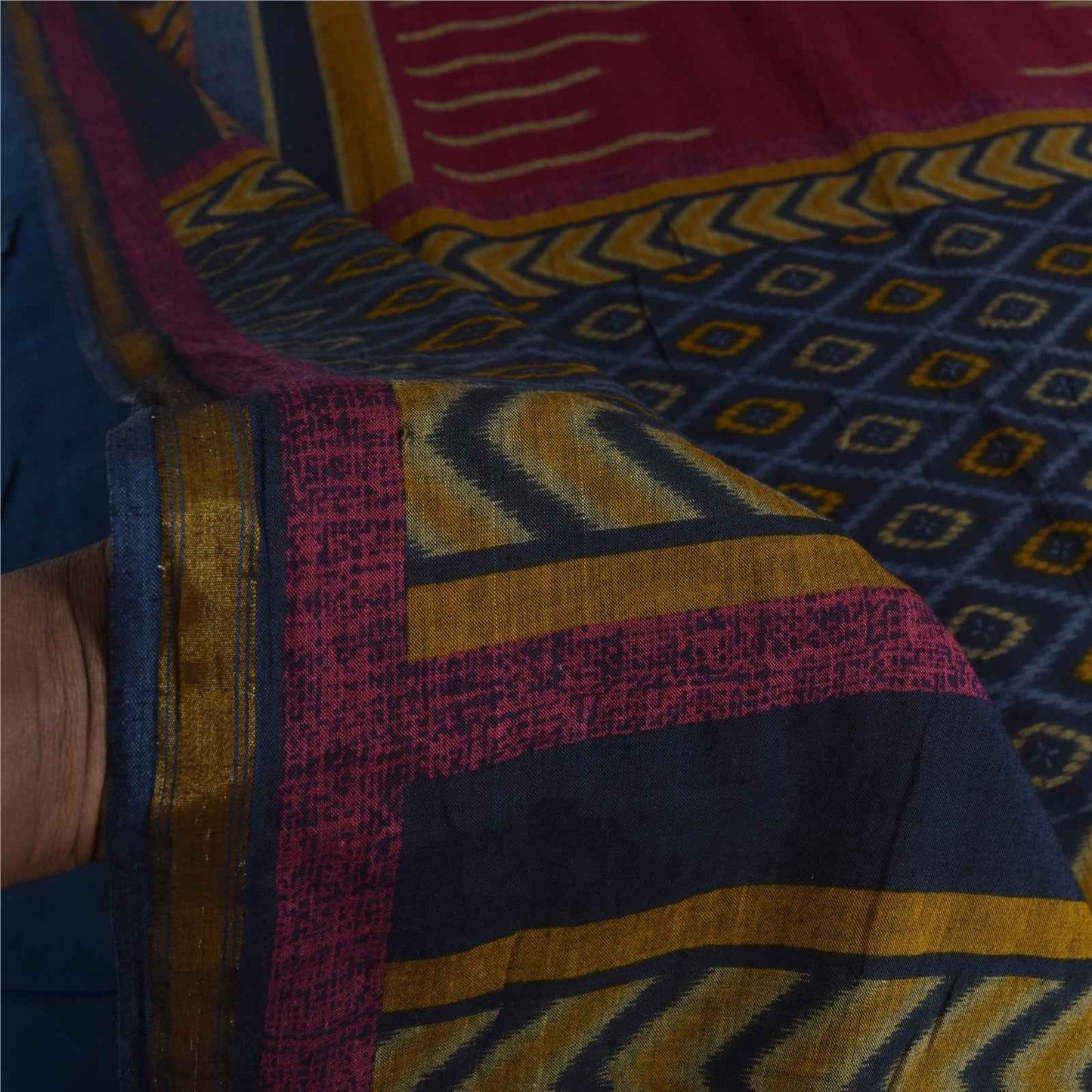 Sanskriti Vintage Sarees Purple 100% Pure Cotton Printed Sari 5+yd Craft Fabric