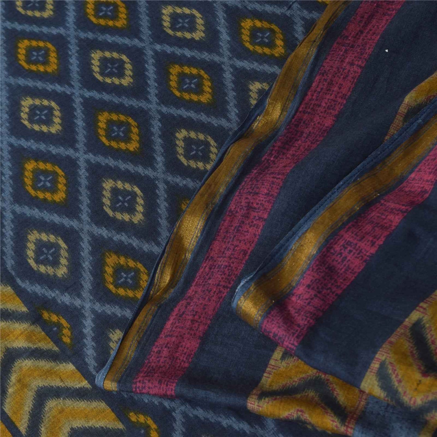 Sanskriti Vintage Sarees Purple 100% Pure Cotton Printed Sari 5+yd Craft Fabric