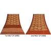 Sanskriti Vintage Sarees Cream & Orange Pure Cotton Print Sari 5+yd Craft Fabric