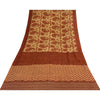 Sanskriti Vintage Sarees Cream & Orange Pure Cotton Print Sari 5+yd Craft Fabric