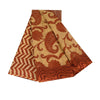 Sanskriti Vintage Sarees Cream & Orange Pure Cotton Print Sari 5+yd Craft Fabric