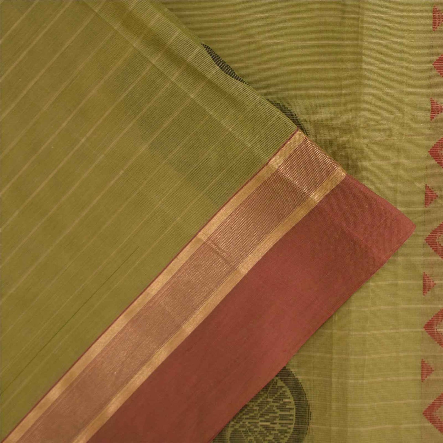 Sanskriti Vintage Sarees Green Pure Cotton Peacock Woven Sari 5+yd Craft Fabric