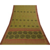 Sanskriti Vintage Sarees Green Pure Cotton Peacock Woven Sari 5+yd Craft Fabric