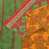 Sanskriti Vintage Sarees Yellow 100% Pure Cotton Printed Sari 5+yd Craft Sustainable Fabric
