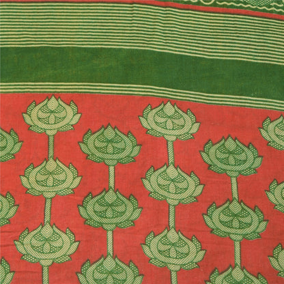 Sanskriti Vintage Sarees Yellow 100% Pure Cotton Printed Sari 5+yd Craft Sustainable Fabric