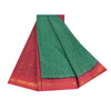 Sanskriti Vintage Sarees Green Pure Cotton Zari Woven &Printed Sari Craft Sustainable Fabric