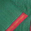 Sanskriti Vintage Sarees Green Pure Cotton Zari Woven &Printed Sari Craft Sustainable Fabric