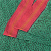Sanskriti Vintage Sarees Green Pure Cotton Zari Woven &Printed Sari Craft Sustainable Fabric