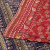 Sanskriti Vintage Sarees Indian Red Pure Cotton Printed Sari 5+yd Craft Sustainable Fabric
