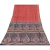 Sanskriti Vintage Sarees Indian Red Pure Cotton Printed Sari 5+yd Craft Sustainable Fabric