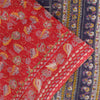 Sanskriti Vintage Sarees Indian Red Pure Cotton Printed Sari 5+yd Craft Sustainable Fabric