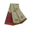 Sanskriti Vintage Sarees Indian Cream Pure Cotton Printed Sari 5+yd Craft Sustainable Fabric