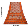 Sanskriti Vintage Sarees Ivory & Orange Animal Pure Cotton Printed Sari Sustainable Fabric