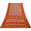 Sanskriti Vintage Sarees Ivory & Orange Animal Pure Cotton Printed Sari Sustainable Fabric