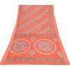 Sanskriti Vintage Sarees Orange Pure Cotton Printed Woven Sari 5+yd Craft Sustainable Fabric