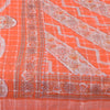 Sanskriti Vintage Sarees Orange Pure Cotton Printed Woven Sari 5+yd Craft Sustainable Fabric