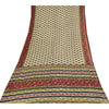 Sanskriti Vintage Sarees Indian Ivory Pure Cotton Printed Sari 5+yd Craft Sustainable Fabric