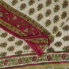 Sanskriti Vintage Sarees Indian Ivory Pure Cotton Printed Sari 5+yd Craft Sustainable Fabric