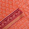 Sanskriti Vintage Sarees Indian Peach Pure Cotton Printed Sari 5+yd Craft Fabric