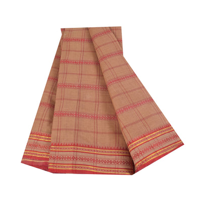 Sanskriti Vintage Sarees Indian Peach Woven Pure Cotton Sari 5+yd Craft Fabric