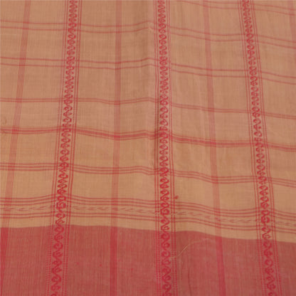 Sanskriti Vintage Sarees Indian Peach Woven Pure Cotton Sari 5+yd Craft Fabric