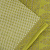 Sanskriti Vintage Sarees Ivory & Green Pure Cotton Print Sari 5+yd Craft Fabric