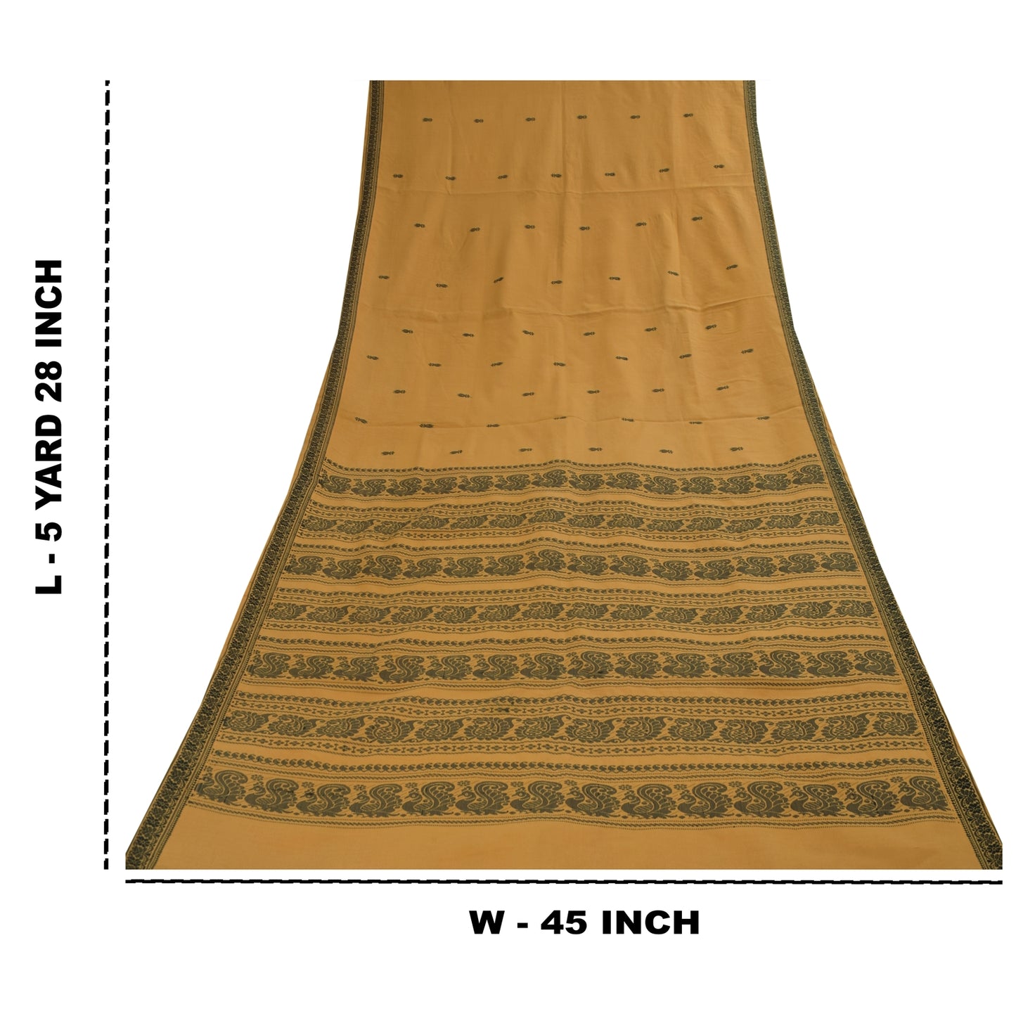 Sanskriti Vintage Sarees Saffron Begumpuri Hand Woven Pure Cotton Sari Fabric