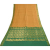 Sanskriti Vintage Sarees Yellow Brocade Woven Pure Cotton Sari 5+yd Craft Fabric