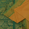 Sanskriti Vintage Sarees Yellow Brocade Woven Pure Cotton Sari 5+yd Craft Fabric