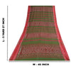 Sanskriti Vintage Sarees Red & Green Ikat Handwoven Pure Cotton Sari 5+yd Fabric