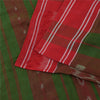 Sanskriti Vintage Sarees Red & Green Ikat Handwoven Pure Cotton Sari 5+yd Fabric