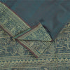Sanskriti Vintage Sarees Blue Baluchari Woven BlendCotton Sari 5+yd Craft Fabric