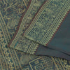 Sanskriti Vintage Sarees Blue Baluchari Woven BlendCotton Sari 5+yd Craft Fabric