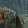 Sanskriti Vintage Sarees Blue Baluchari Woven BlendCotton Sari 5+yd Craft Fabric