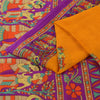 Sanskriti Vintage Sarier Gul Ren Bomuld Mennesketrykt Sari 5+ yard Håndværksstof