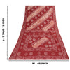 Sanskriti Vintage Sarees Red Batik Work Peacock Pure Cotton Sari 5+yd Fabric