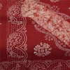 Sanskriti Vintage Sarees Red Batik Work Peacock Pure Cotton Sari 5+yd Fabric