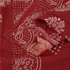 Sanskriti Vintage Sarees Red Batik Work Peacock Pure Cotton Sari 5+yd Fabric