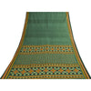 Sanskriti Vintage Sarees Indian Green Pure Cotton Printed Sari 5+yd Craft Fabric