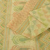 Sanskriti Vintage Sarees Indian Cream Pure Cotton Printed Sari 5+yd Craft Fabric