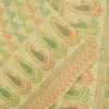 Sanskriti Vintage Sarees Indian Cream Pure Cotton Printed Sari 5+yd Craft Fabric
